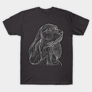 Monochrome Cocker Spaniel Line Art Portrait T-Shirt